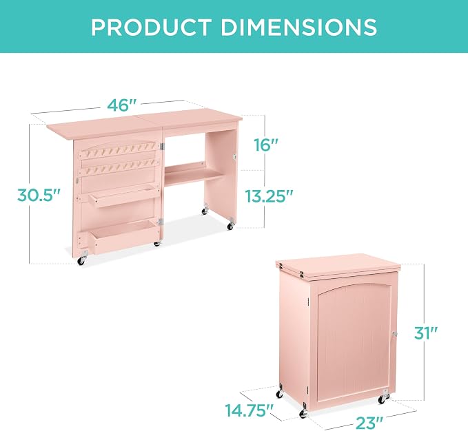Best Choice Products Folding Sewing Table Multipurpose Craft Station & Side Desk - Image 2