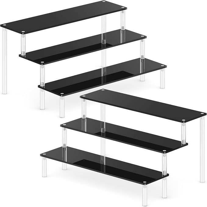 2 Packs Acrylic Display Stand Riser, 3 Tier Perfume Organizer Cupcake Stand | by FUNFERY