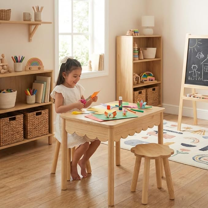 CAALMA Kids Table and Chair Set, Solid Wood - Image 5
