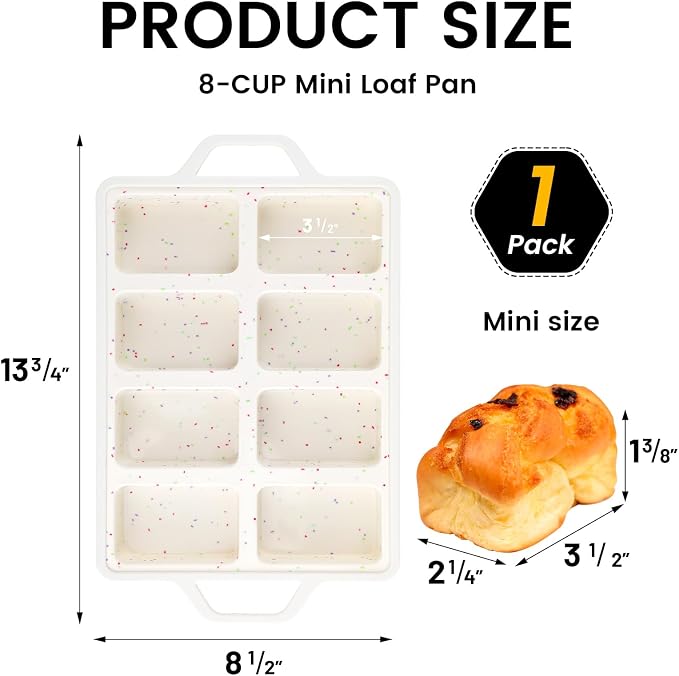 Vinino Compact 8-Cavity Mini Silicone Loaf Pan Cream - Image 3