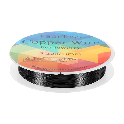 HARFINGTON 49ft Jewelry Wire, 28 Gauge (0.3mm) Brass Craft Soft Metal Tarnish Resistant Copper Beading Wire for Jewelry Making Supplies Crafting, Black