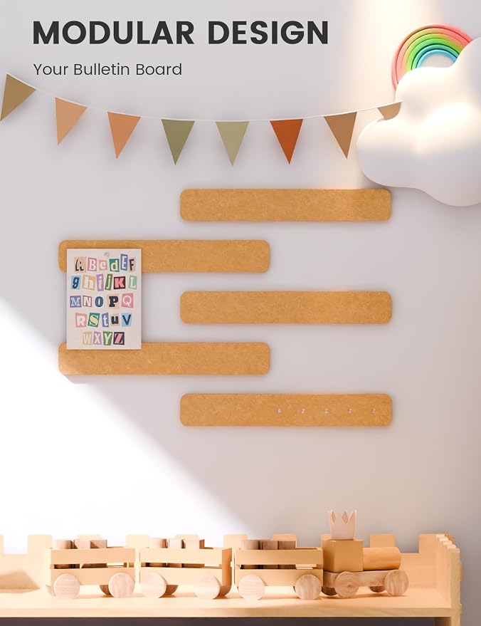 Fluxynara Cork Board Alternative Felt Strip Board 5-Pack 13"x2", Office Pin - Image 5
