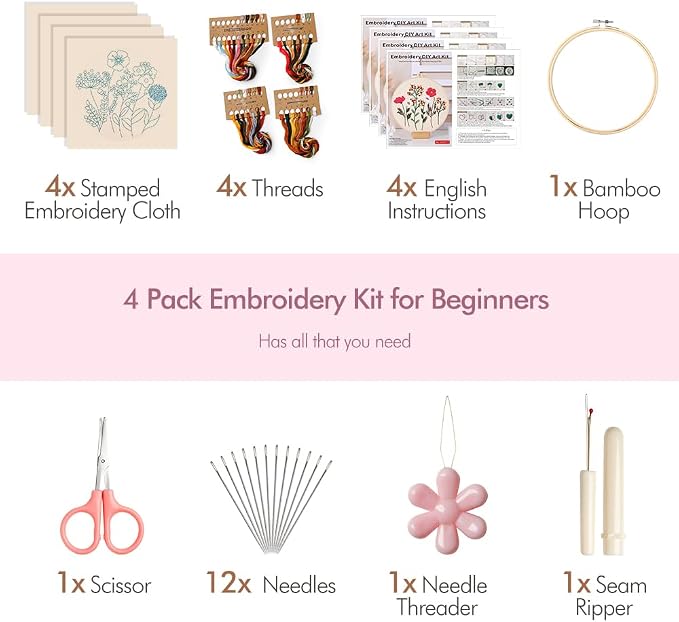 wtisan Embroidery Kit, 4 Sets Embroidery Kit - Image 4