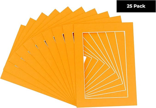 11x14 Mat for 8.5x11 Photo - Precut Orange Picture Matboard for Frames Measuring 11 x 14 Inches - Bevel Cut Matte to Display Art Measuring 8.5 x 11 Inches - Acid Free Pack of 25 MATS