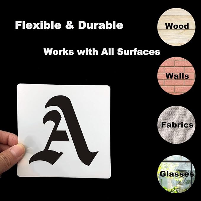 2 Inch Alphabet Letter Stencils for Painting - 70 Pack Old English Letter Stencil Templates with Numbers and Signs for Painting on Wood, Reusable Letters Stencils for Chalkboard Wood Signs & Wall Art