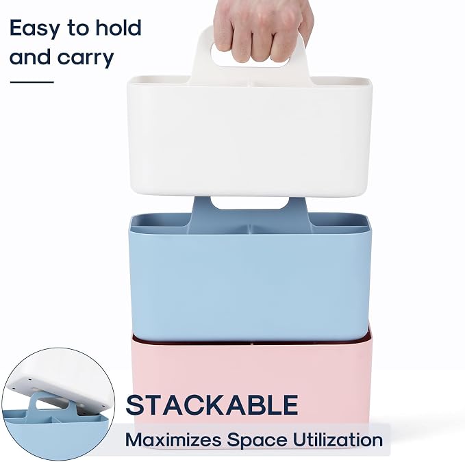 Multiuse Caddy Organizer with Handle, Portable Divided Plastic Tote Bin - Image 7