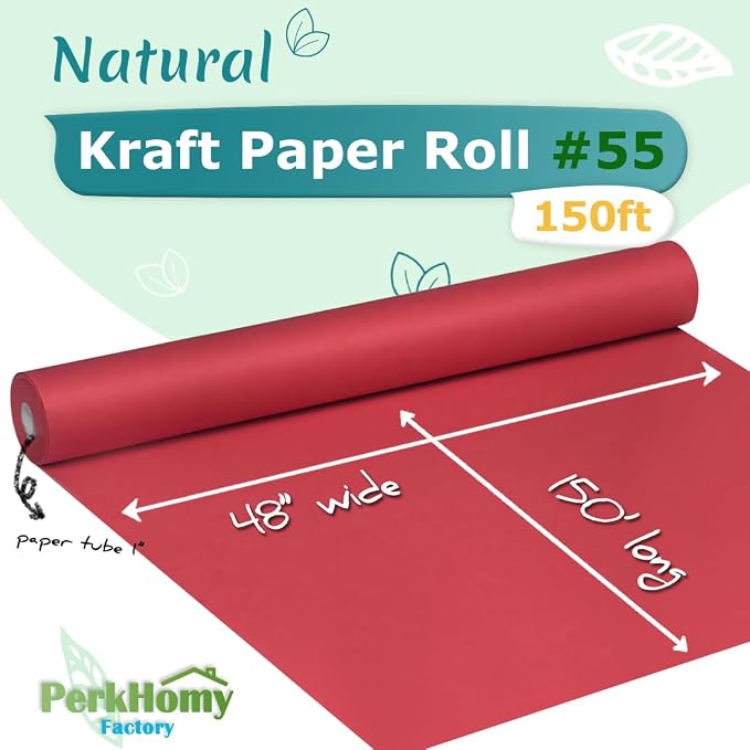 PerkHomy Red Kraft Paper Roll 48" x 1 - Image 2