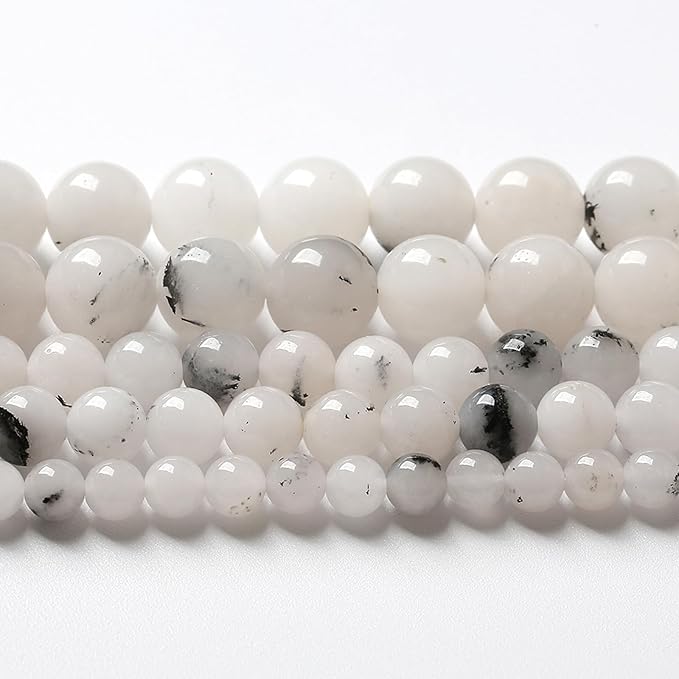 36pcs 10mm Natural Black Rutilated Quartz Crystal Jade Stone Beads for Jewelry Making Energy Healing Power Stone Beads DIY Bracelet Necklace Accessories 15" (10mm, Black Rutilated Quartz Jade)