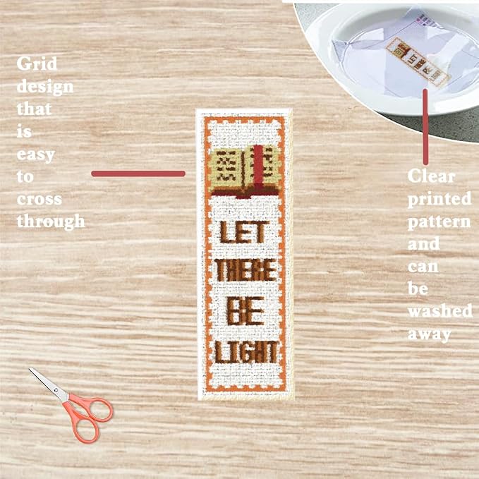 FREEBLOSS 22*8cm 6 Set Cross Stitch Bookmark Kits Plaid Biblical Themes Cross - Image 3