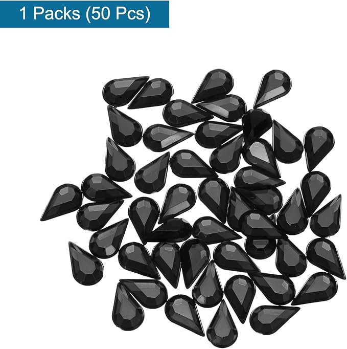 MECCANIXITY 50PCS Flat Back Acrylic Teardrop Gems 6x10mm Artificial Rhinestones - Image 3