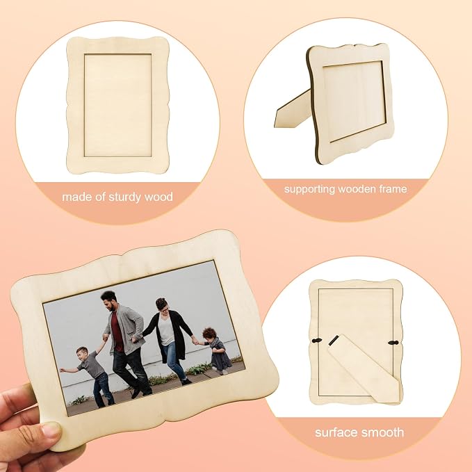 RYKOMO 6 PCS Unfinished Wooden Picture Frames - Image 3
