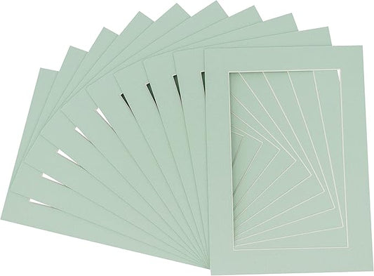 11x14 Mat for 8.5x11 Photo - Precut Honeydew Green Picture Matboard for Frames 11 x 14 Inches - Bevel Cut to Display Art 8.5 x 11 Inches - Acid Free Pack of 10 MATS with Backing Boards & Clear Bags