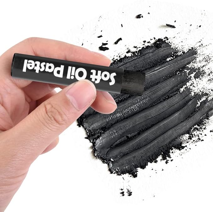 12 Pcs Monochrome Artists Grade Soft Oil Pastels Vibrant and Creamy Colored Chalk Pastels Art Supplies Set for Professionals Painting Drawing White Black 01