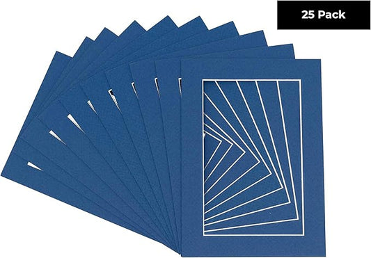 11x14 Mat for 8.5x11 Photo - Precut Royal Blue Picture Matboard for Frames Measuring 11 x 14 Inches - Bevel Cut Matte to Display Art Measuring 8.5 x 11 Inches - Acid Free Pack of 25 MATS