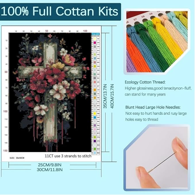 Flower Stamped Cross Stitch Kits - Image 2