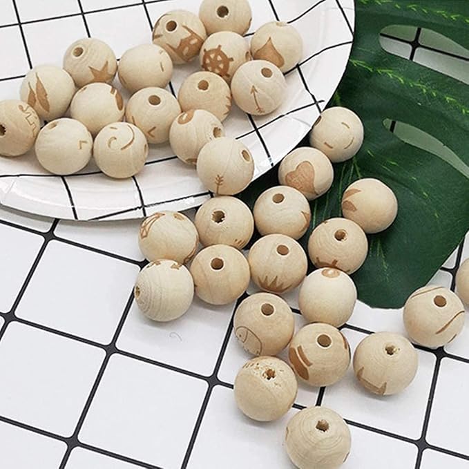150pcs 25MM Wood Beads Natural Unfinished Round Wooden Loose Beads Wood Spacer - Image 5