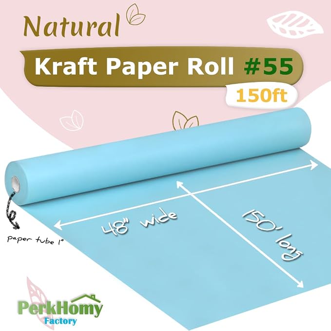 PerkHomy Light Blue Kraft Paper Roll 48" x 1 - Image 2