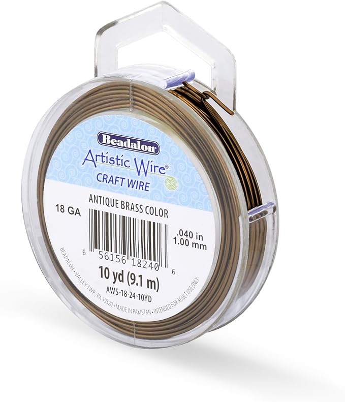Artistic Wire, 18 Gauge Tarnish Resistant Colored Copper Craft Wire, Antique Brass, 15 yd