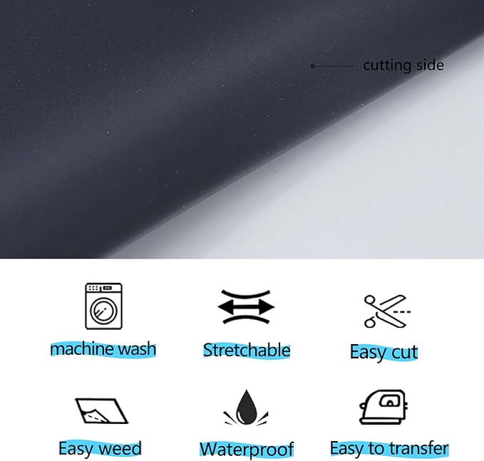 guangyintong Reflective Black Heat Transfer Vinyl HTV Rolls, 12" x 8ft Reflective Iron on Vinyl for T-Shirts, Black HTV Vinyl for All Cutter Machine Easy to Cut & Weed for HTV DIY Design