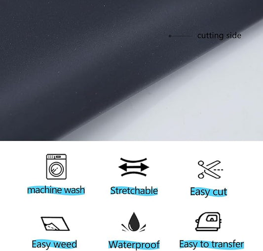guangyintong Reflective Black Heat Transfer Vinyl HTV Rolls, 12" x 8ft Reflective Iron on Vinyl for T-Shirts, Black HTV Vinyl for All Cutter Machine Easy to Cut & Weed for HTV DIY Design