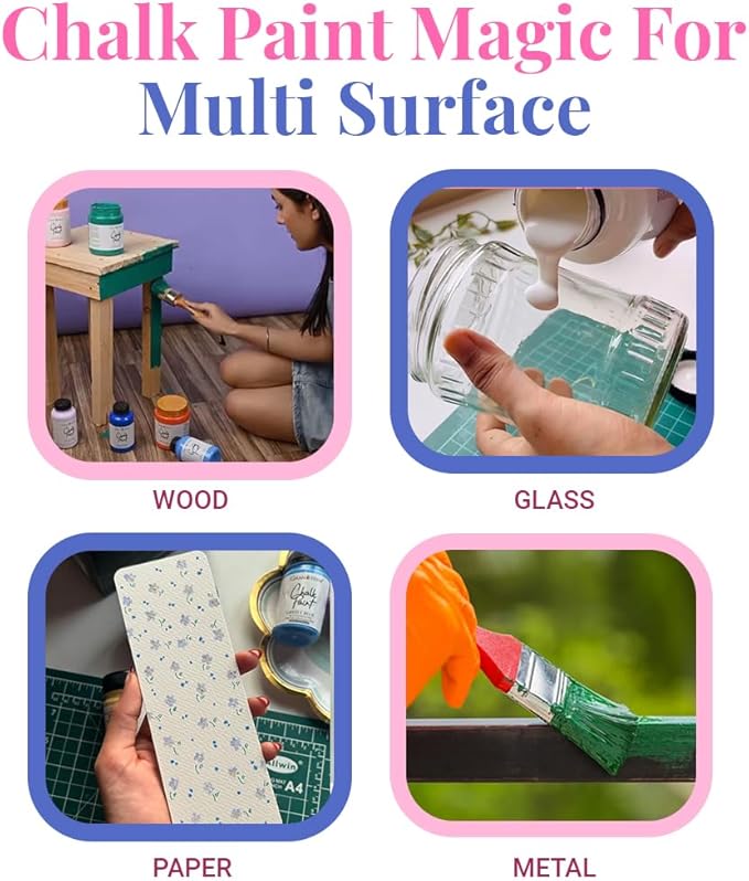 GRANOTONE Chalk Paint for Furniture | Matt-Finish Water-Based Acrylic Paint for Wood, Walls, Metal, Glass, Paper, Fabric Canvas | Maximum Coverage Chalk Paint for Kids & Adults, 500 Ml (LILAC)