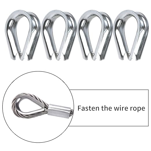 1/8 inch Wire Rope Kit, Haploon 33ft Wire Cable Rope Stainless Steel Cable Railing kit, 50 Pcs Aluminum Crimp Sleeves and 12 Pcs Thimble for Decking,Railing,DIY Outdoor Shades, Picture Hanging