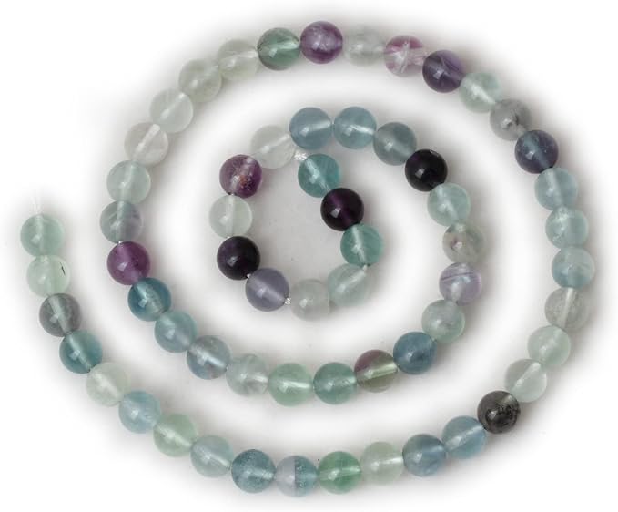 60PCS 6mm Natural Colorful Fluorite Gemstone Round Loose Beads - Image 2