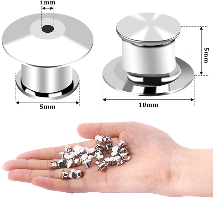 DECYOOL 60PCS Metal Locking Pin Backs, Pin Keepers Clasp Pin Backs Locking Buckles for Brooch DIY Crafts Badges Enamel Lapel Needles Pin Lock