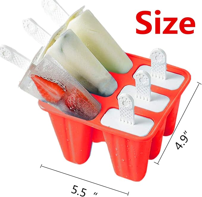 Popsicle Molds ，6 Pieces Silicone Ice Pop Models Popsicle Models Reusable Easy - Image 2