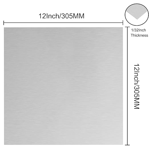 Anodized Aluminum Sheet Metal - 12 x 12 x 1/32 Inch Silver Plates for Laser Engraving, 0.8MM Thin Decorative Metal Sheets for Crafting & House Decoration