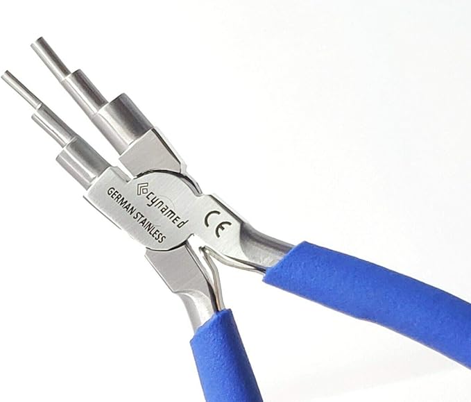 Cynamed German Stainless- 6 in 1 Bail Making Pliers Wire Looping Forming Pliers with Non-Slip Comfort Grip Handle for 2mm to 9mm Loops and Jump Rings-Heavy Duty
