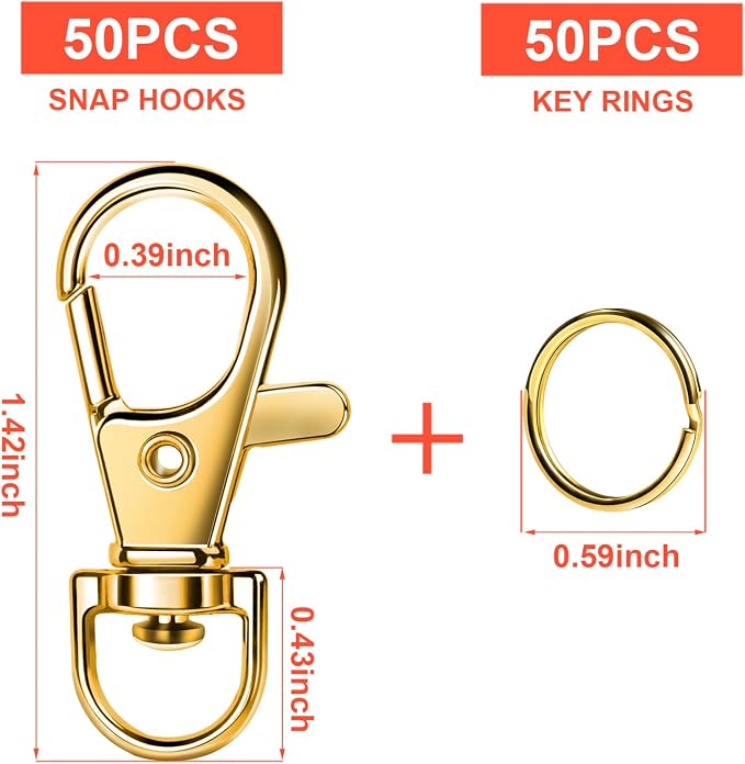 LEOBRO 100PCS Lobster Claw Clasps and Key Rings, Jewelry Making, Art Crafts - Image 2