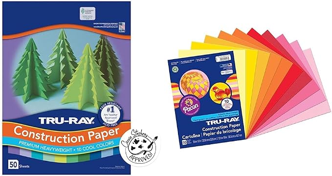 Tru-Ray Heavyweight Construction Paper, Cool Assorted Colors, 50 Sheets & by Tru-Ray%C2%AE