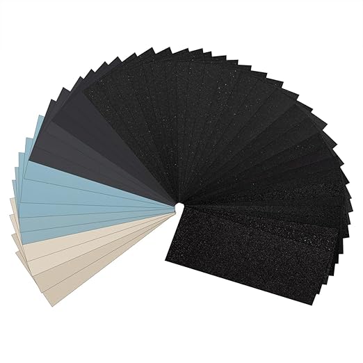 25-Piece Fine Sandpaper Set 1000/2000/3000/5000/7000 Grit Wet Dry Sandpaper Combo 9x3.6 Inches, Suitable for Automotive, Resin Furniture Finishing, Stone Turning Finishing