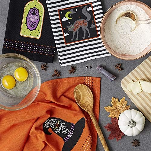 DII Happy Halloween Dishtowel Collection Embellished Cotton Kitchen Hand Towel - Image 5