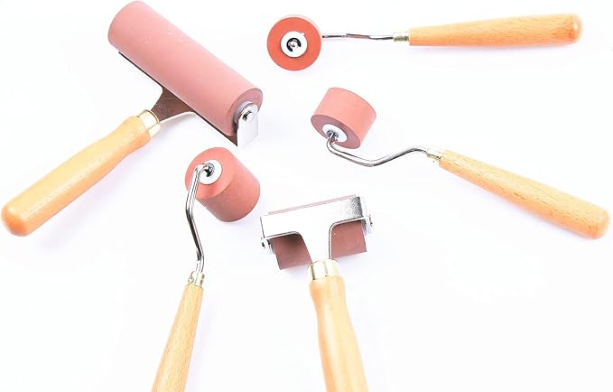 BANLTRE Rubber Brayer Roller for Printmaking, Ideal for Anti Skid Tape Construction Tools, Print,Craft Stamping Brayers for Wallpapers and Scrapbooks (0.8")