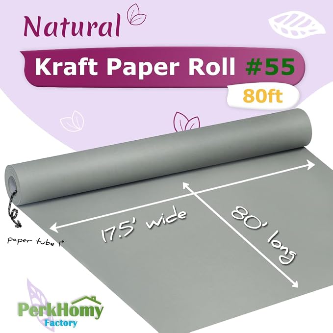 PerkHomy Light Grey Kraft Paper Roll 17.5" x 960" - Image 2