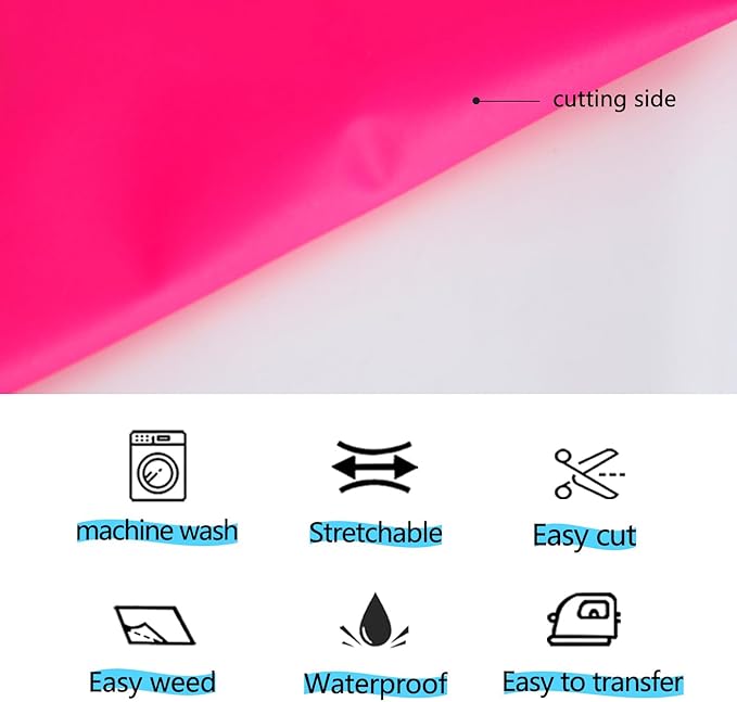 guangyintong Glow in The Dark Heat Transfer Vinyl HTV Rolls, 12" x 8ft Luminous Pink Iron on Vinyl for T-Shirts Costumes, PU Elastic HTV Vinyl for All Cutter Machines Easy to Cut & Weed