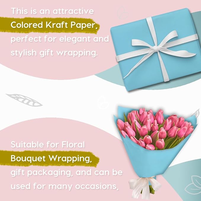 PerkHomy Light Blue Kraft Paper Roll 36" x 1 - Image 4