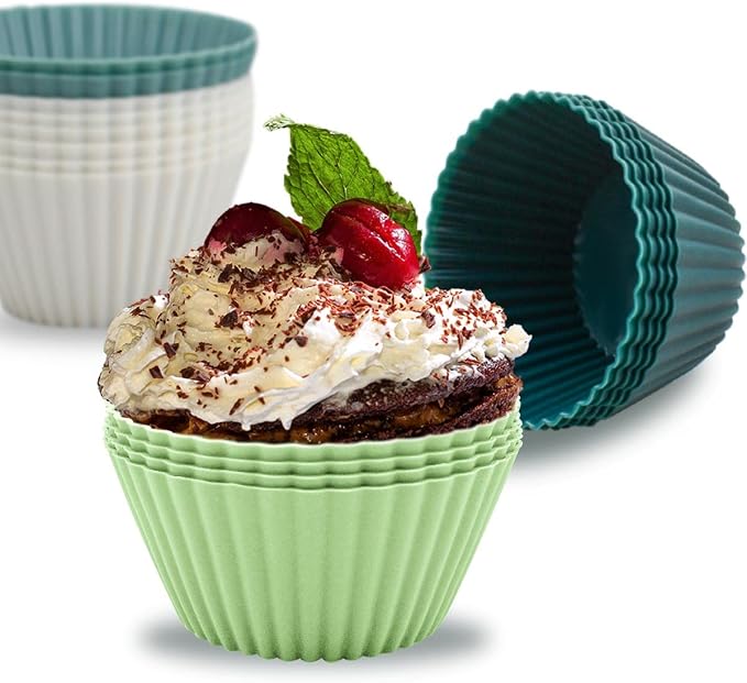 24 Pack Silicone Baking Cups Reusable Muffin Liners Non-Stick Cup Cake Molds - Image 4