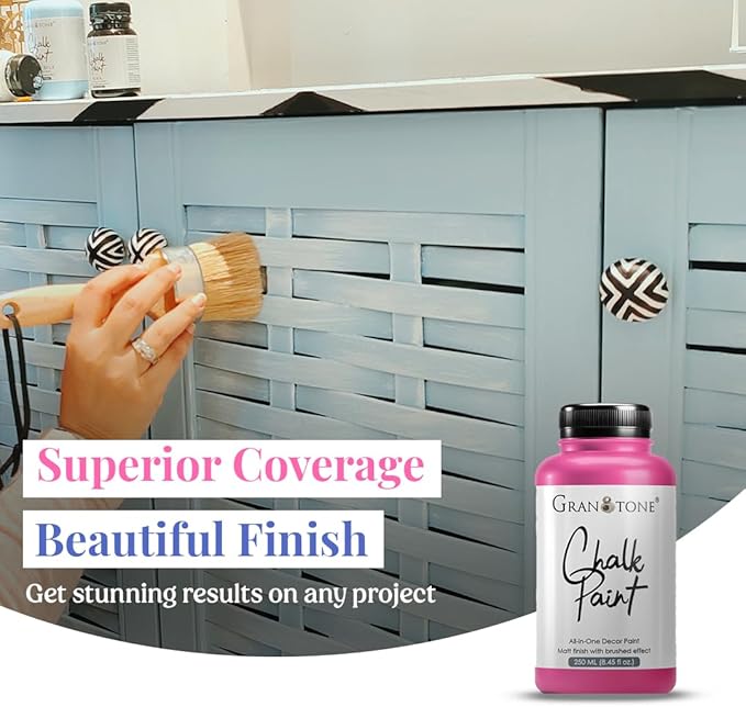 GRANOTONE Chalk Paint for Furniture, Matt-Finish Water-Based Acrylic Paint for Wood, Walls, Metal, Glass, Paper, Fabric Canvas, Maximum Coverage Chalk Paint for Kids & Adults, 500 Ml (DRAB BROWN)