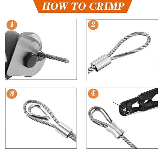 1/8 Inch Stainless Steel Wire Rope Kit, 7x7 Strands, 165 ft Length, With Cable Cutters, Sleeves, Thimbles, Clips, For Climbing Plants, Deck Railing, Fencing, Outdoor Hanging