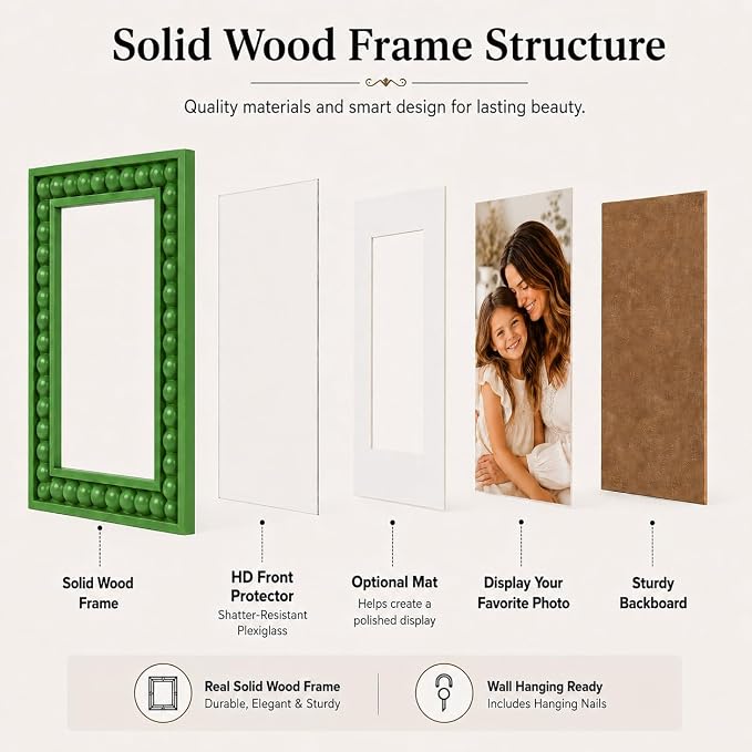 Solid Wood 12x16 Picture Frame Beaded Frame - Image 4