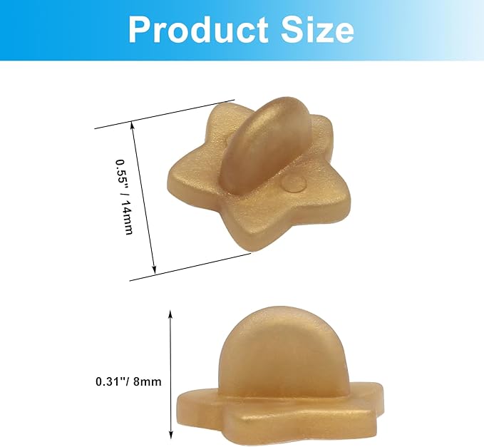 100 Pack Star Shape Rubber Pin Backs, Lapel Pin Backing Locking Pin Keepers, Brooch Holder for Uniform Badge Hat Tie（Gold）