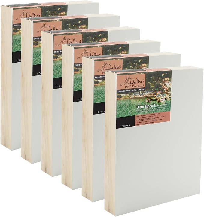 Da Vinci Pro Ultra Smooth Gesso 2"" Panel 6x8-6 Pack by DaVinci+Wood+Panel