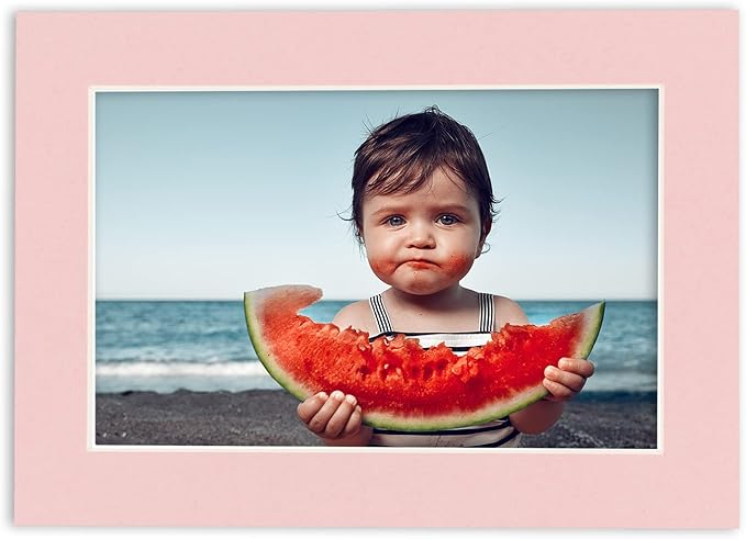 11x14 Mat Bevel Cut for 8.5x11 Photos - Acid Free Pink Precut Matboard With Backing Board and Crystal Clear, Self Seal Mat Bag - For Pictures, Framing - 4-ply Thickness
