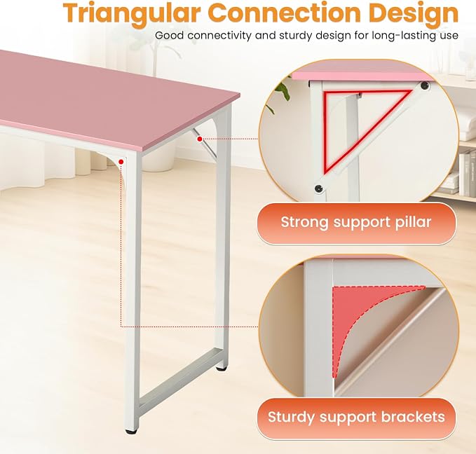 PayLessHere | 32 Inch Computer Desk | Pink | Office Desk - Image 4