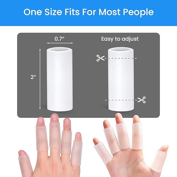 20 PCS Gel Finger Sleeve Protectors - Silicone Finger Sleeves Cushions and Protects - Finger Cots Bandages Provide Relief for Finger Cracking, Corns, Blisters and Calluses Protect (Clear)