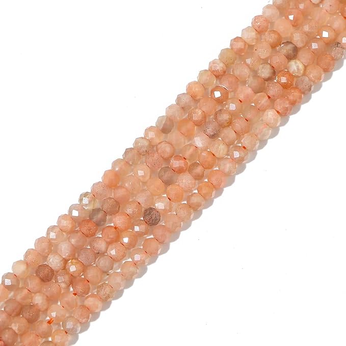 Natural Sunstone Beads 4x2mm 120pcs Faceted Rondelle Loose Semi Gemstone Beads for Jewelry Making Design