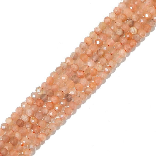 Natural Sunstone Beads 4x2mm 120pcs Faceted Rondelle Loose Semi Gemstone Beads for Jewelry Making Design